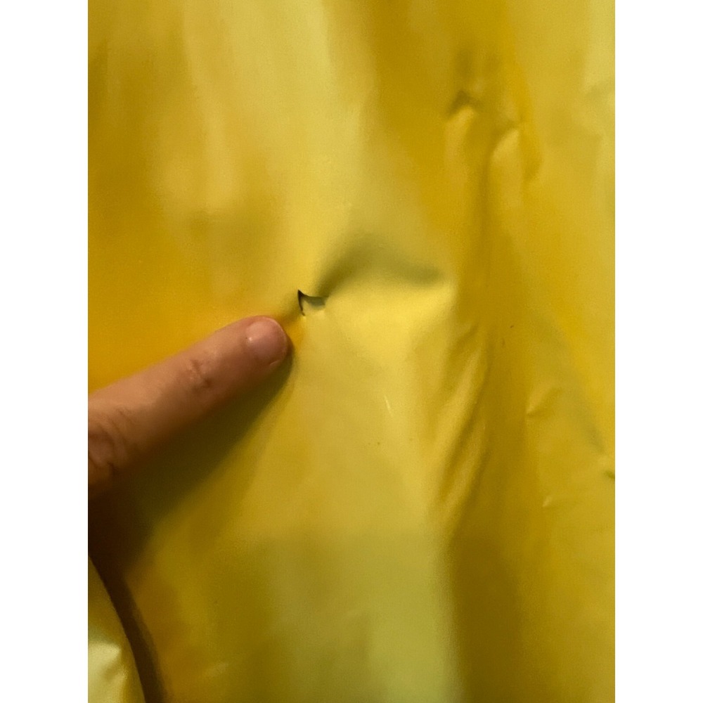PVC Rain Poncho Navy Yellow Waterproof Hood Reliable OSFA - Picture 7 of 8